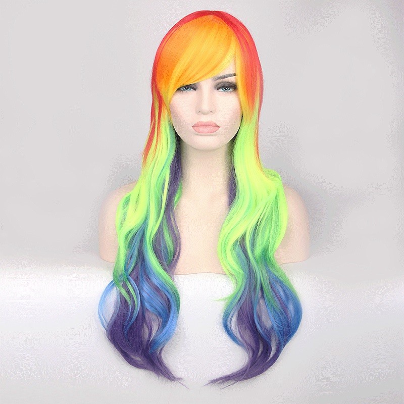 LOL-09 wig hair extension rambut palsu rainbow