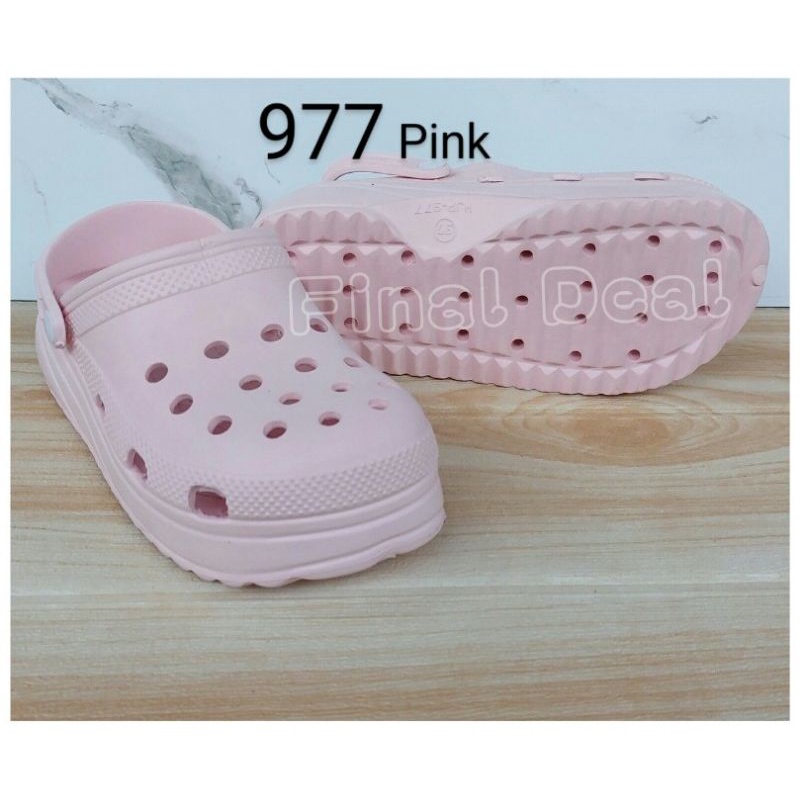 Sandal Kodok Classic Bae Clog, Sepatu Sendal Baim Wedges Platform Wanita Model Crocs