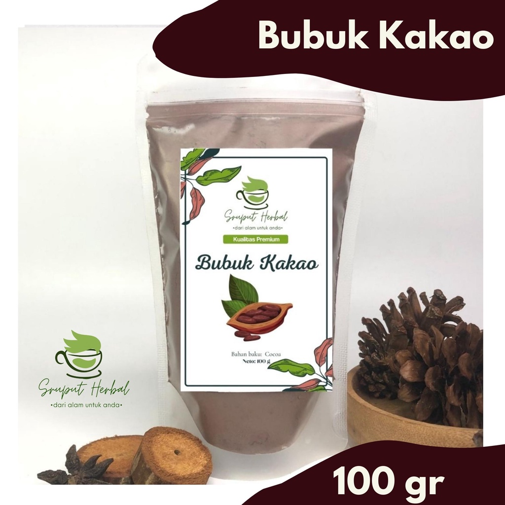 100gr Bubuk Kakao / Coklat Murni / Kokoa Cacao Powder Premium 100% Original Berkualitas JSR Sruput Herbal