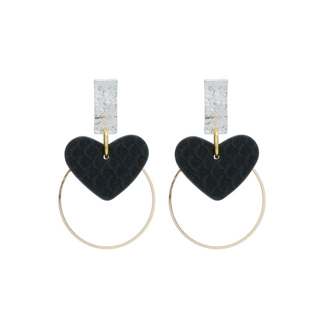 LRC Anting Tusuk Fashion Heart Shape Alloy Geometric Earrings F97064
