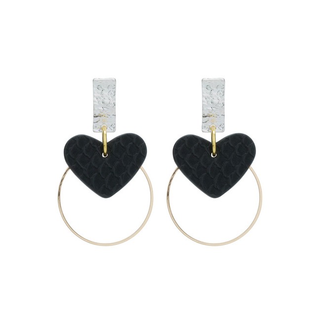 LRC Anting Tusuk Fashion Heart Shape Alloy Geometric Earrings F97064