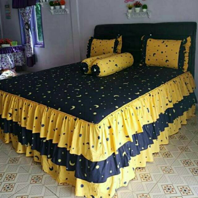 sprei homemade/sprei rumbai/sprei pengantin/sprei katun premium/sprei rumbai susun 3