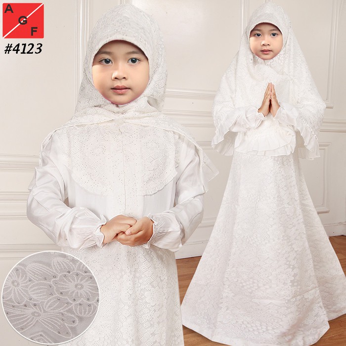 Gamis Putih Premium Baju Muslim Anak / Baju Syari Putih BW Silk Sutra #4123