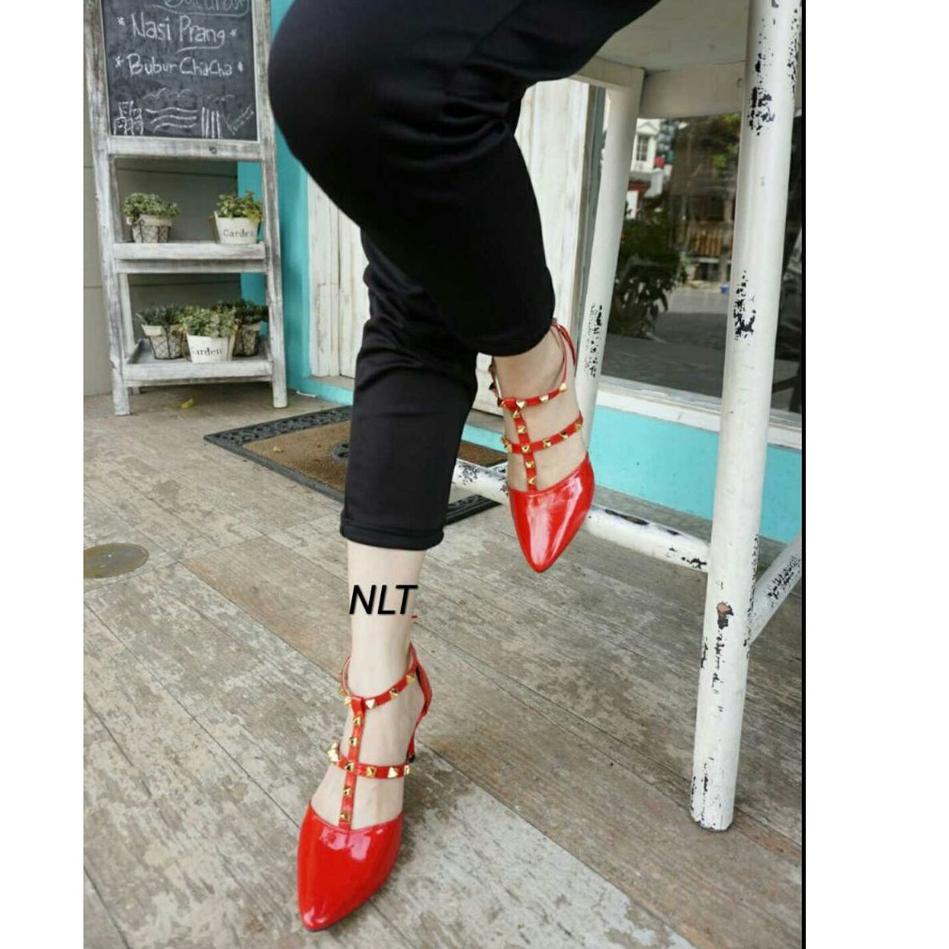 ⅎ NunuLisaTan - 3 warna High Heels Wanita Terbaru cantik Sepatu Hak 5cm Klip Klip V01 ☪