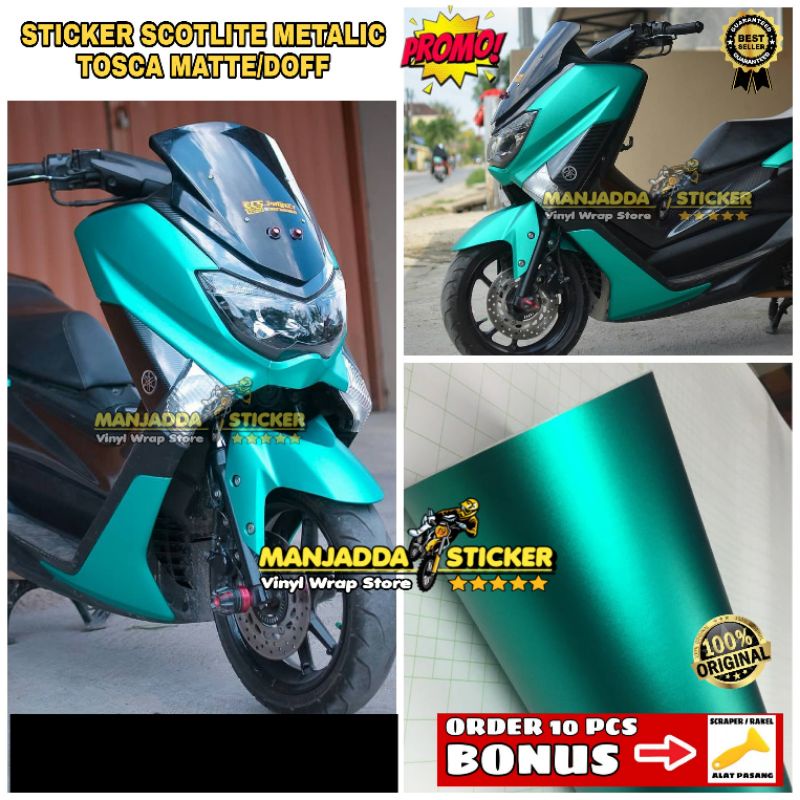 Stiker Skotlet Motor Warna Hijau Tosca Metalic Chrome Doff