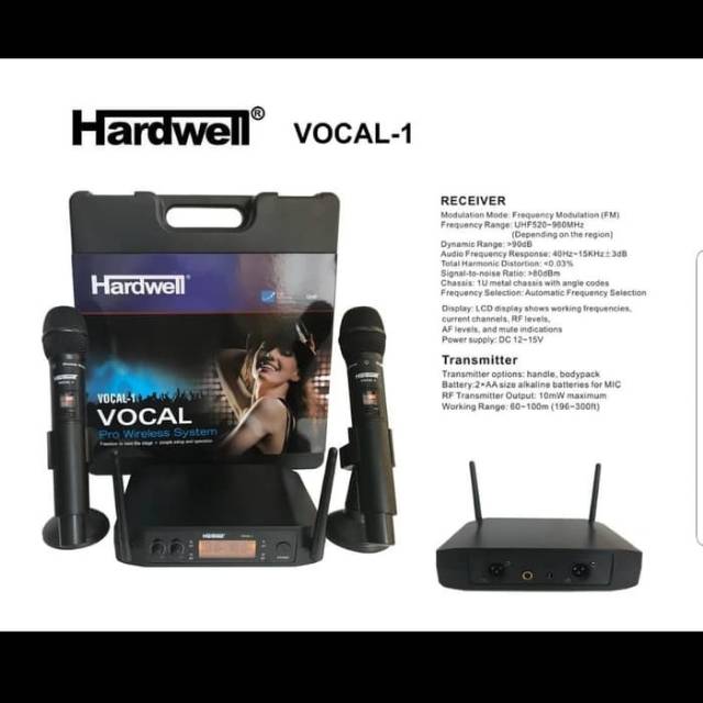 Mic Microphone Wireless Hardwell Vocal-1 Vocal1 Vocal 1 Handheld Original TERBAIK