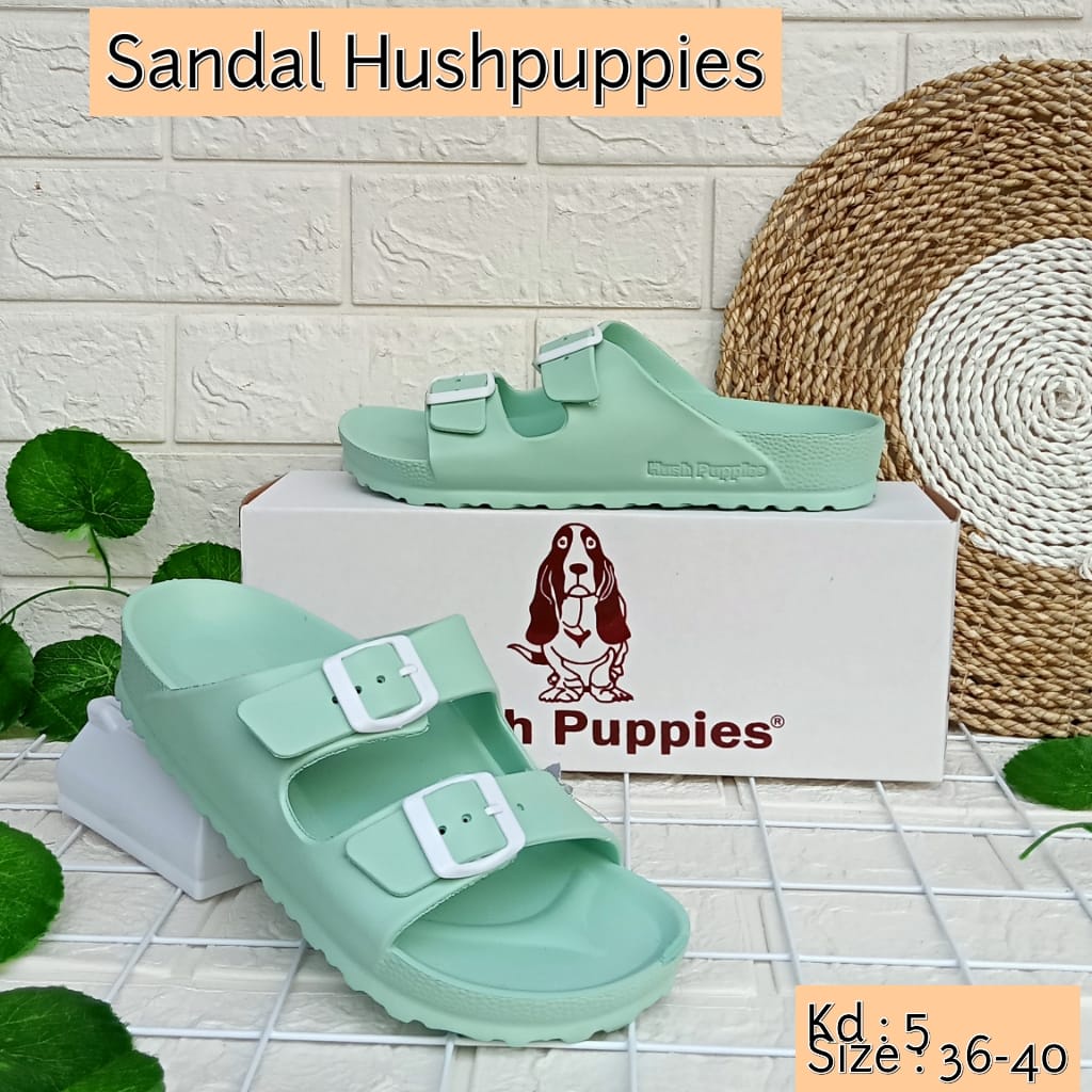 Sandal Wanita Selop HushPuppiess Slip On Sendal Cewek EVA Sandal Rumah Wanita Empuk Couple Polos Birken