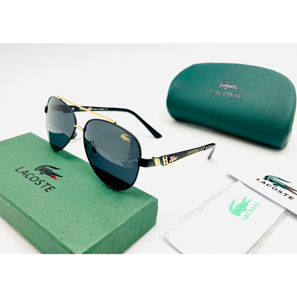 NEW KACAMATA HITAM PRIA lacoste POLARIZED+UV antiradiasi BLACK GOLD