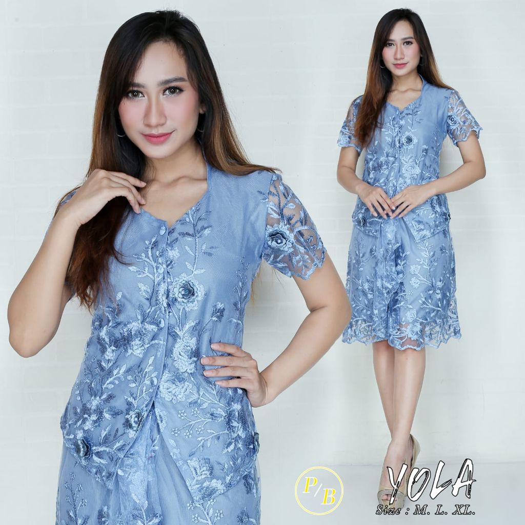 Kebaya Modern YOLA rok pendek / kebaya kartini / kebaya family / kebaya modis keluaran terbaru/Kebay