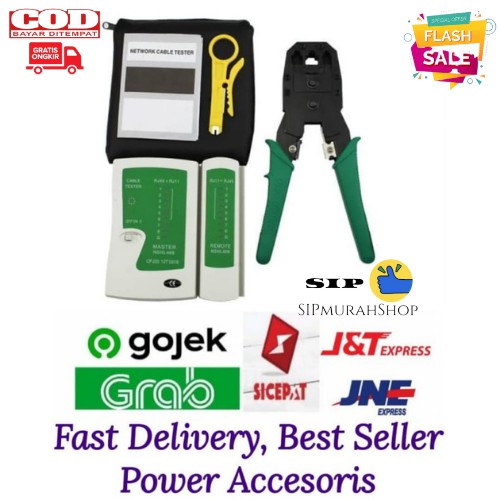 (COD) PAKET LENGKAP TANG KRIMPING CRIMPING 315 TOOL TANG POTONG , CONECTOR RJ45 CAT 5E , TESTER LAN RJ45