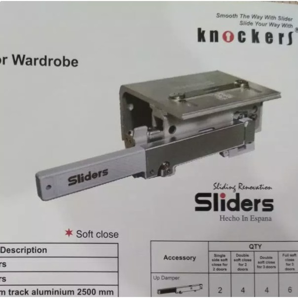 Rel Sliding Slow Motion "KNOCKERS" Fuerte 80 2 Pintu Rel Sliding Gantung nama type baru SD050V