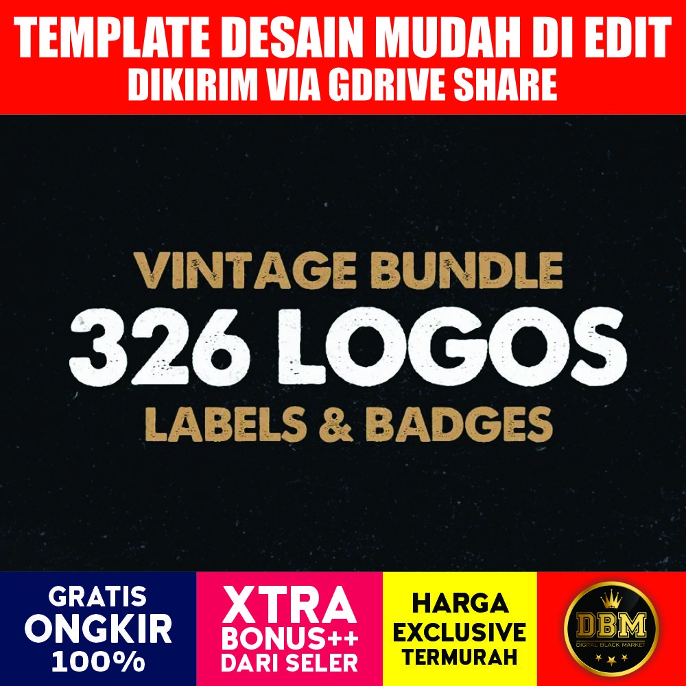 Mega Bundle 326 Vintage Logos Badges - Photoshop &amp; Illustrator