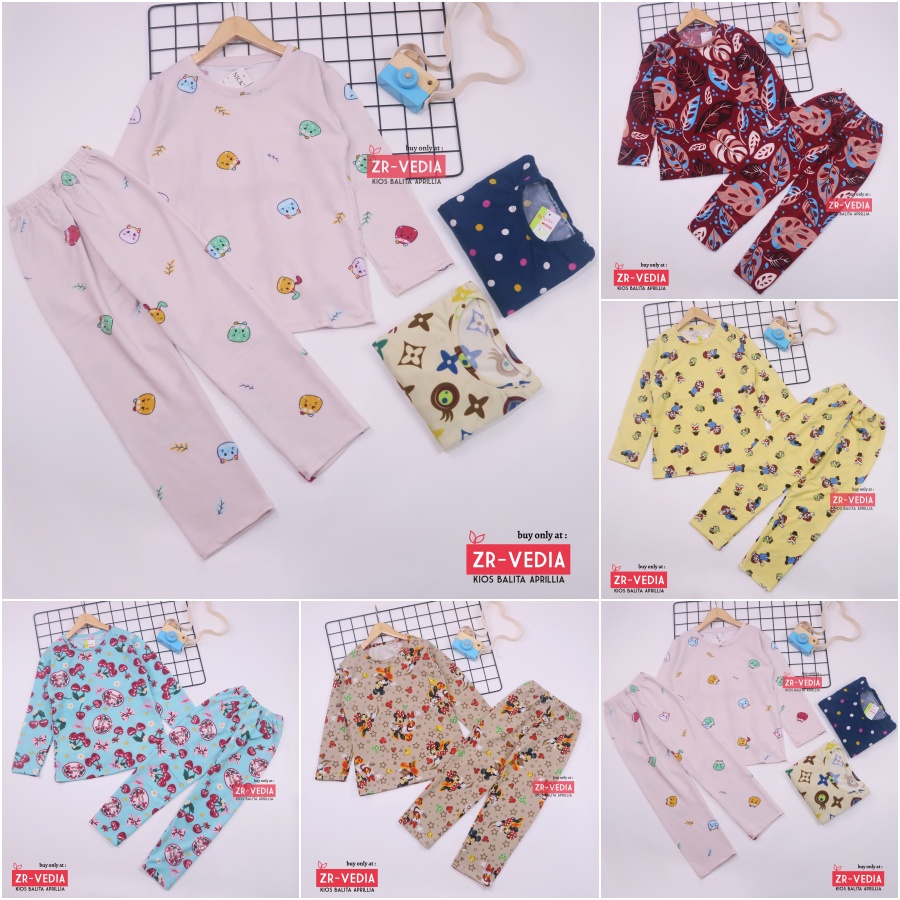 Pajamas Sunday uk 5-7 Tahun / Baju Tidur Anak Perempuan IMPORT Piyama Branded Karakter Setelan