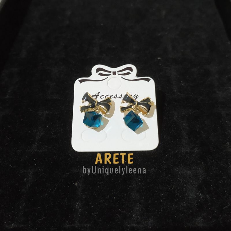 Anting Tusuk Blue Diamond Ribbon Import Readystock