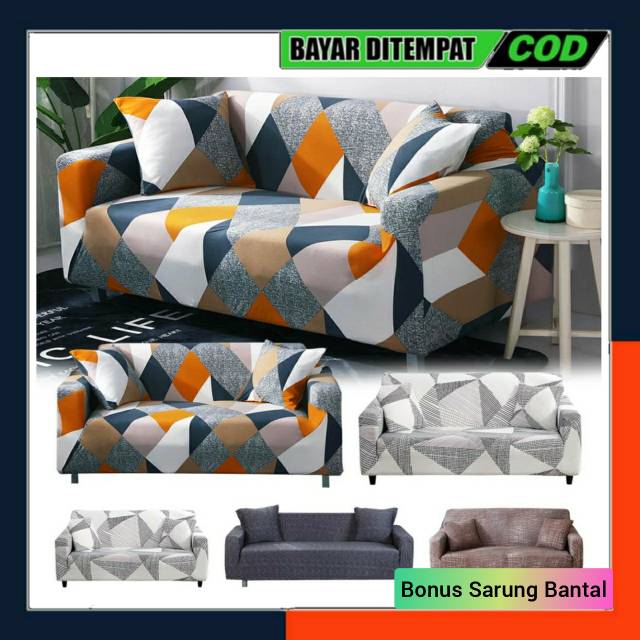 COVER SOFA ELASTIS UKURAN 1 2 3 4 SEATER L SHAPED SARUNG SOFA 1 2 3 4