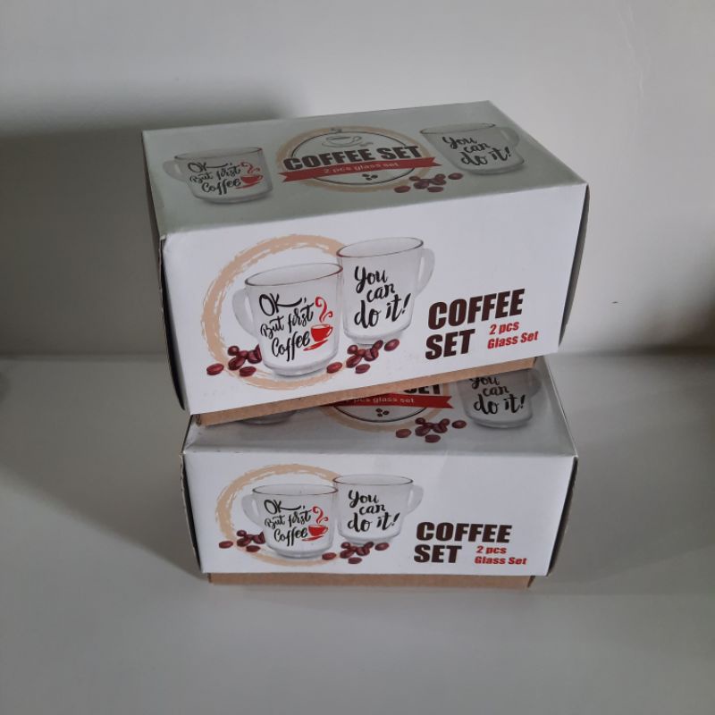 Mug couple motif gelas kaca gantil 2 pcs