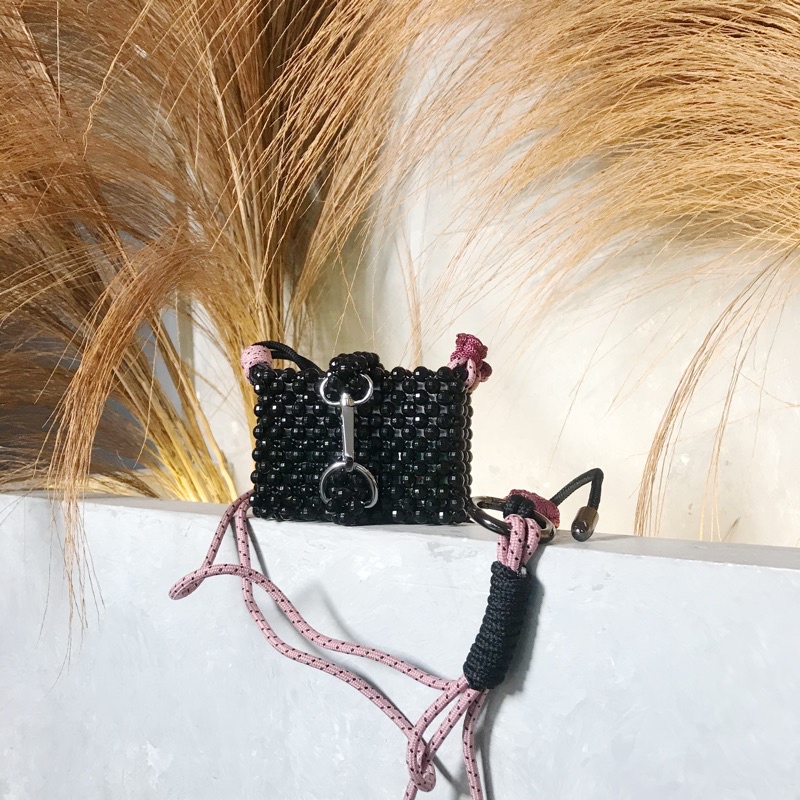 Allure Micro Bag - beaded bag with macrame strap/ tas manik-manik