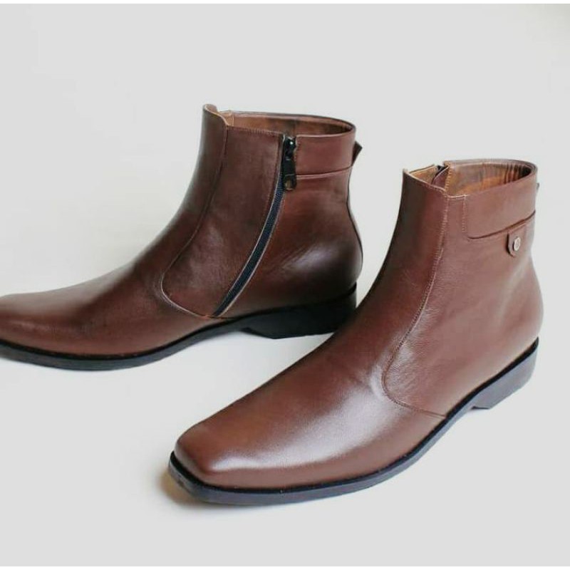 Sepatu Boot Pria Kulit Asli Model dishub polisi Ventura Hand Made Outsole Karet Mentah Anti Slip