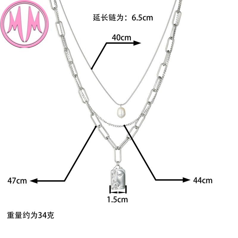 MORYMOSHI N1214 Kalung 3 Lapis Wanita Titanium Stainless Anti Karat Anti Luntur Fashion Korea