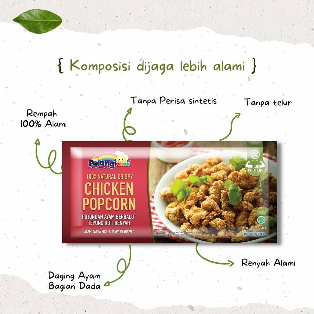 Chicken Crispy Popcorn 100% Dada Ayam Renyah Halal Non MSG Pengawet Pelangi Frozenfood kemasan 350gr