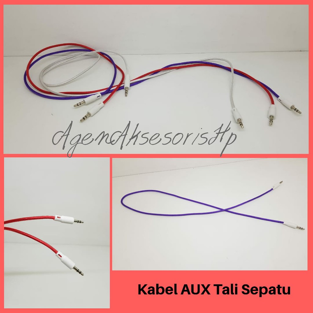 Kabel AUX TALI SEPATU 1 Line 100cm Auxiliary Cable 3.5mm Male to Male Headphone Jack NON PACK