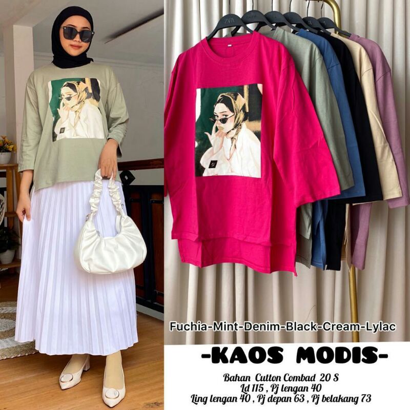 KAOS OVERSIZE LENGAN 7/8 TUMBLR TEE TSHIRT TOP ATASAN WANITA SABLON GAMBAR VIRAL STYLE KOREAN VINTAG