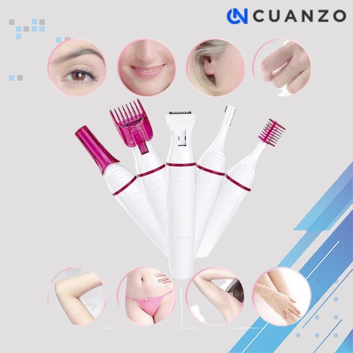 Cukur Rambut Elektrik / Alat Pencukur Bulu Tubuh Elektrik 5in1 Trimmer Shaver / Pencuukur Bulu Hidung Alis Ketiak Tangan Lengan Kaki Eyebrow Aman Praktis / Set Lengkap Alat Cukur Elektrik Tanpa Iritasi Multifungsi / Alat Cukur Rambut Bulu Elektrik Murah