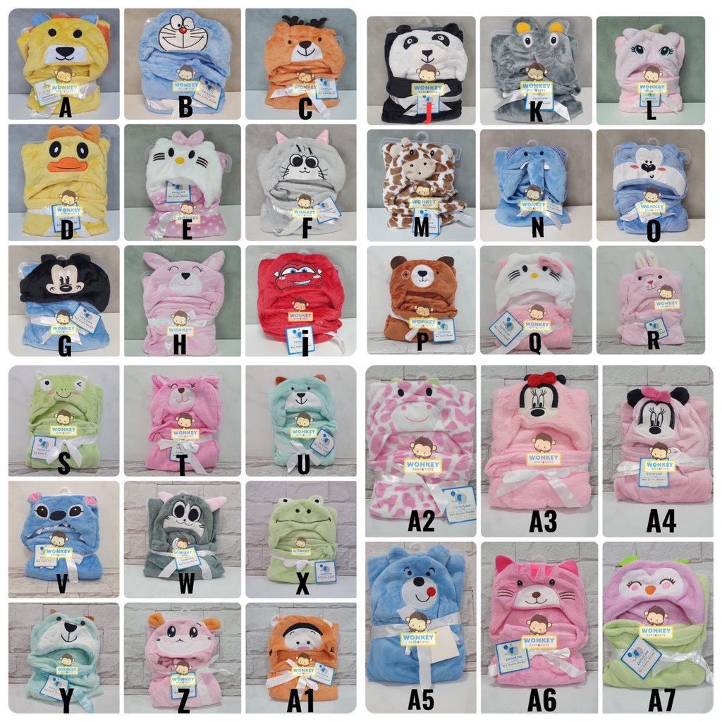 Selimut Bayi Topi Karakter / Selimut Bayi Animal / Baby Blanket Boneka Fleece / Selimut Anak Hoodie