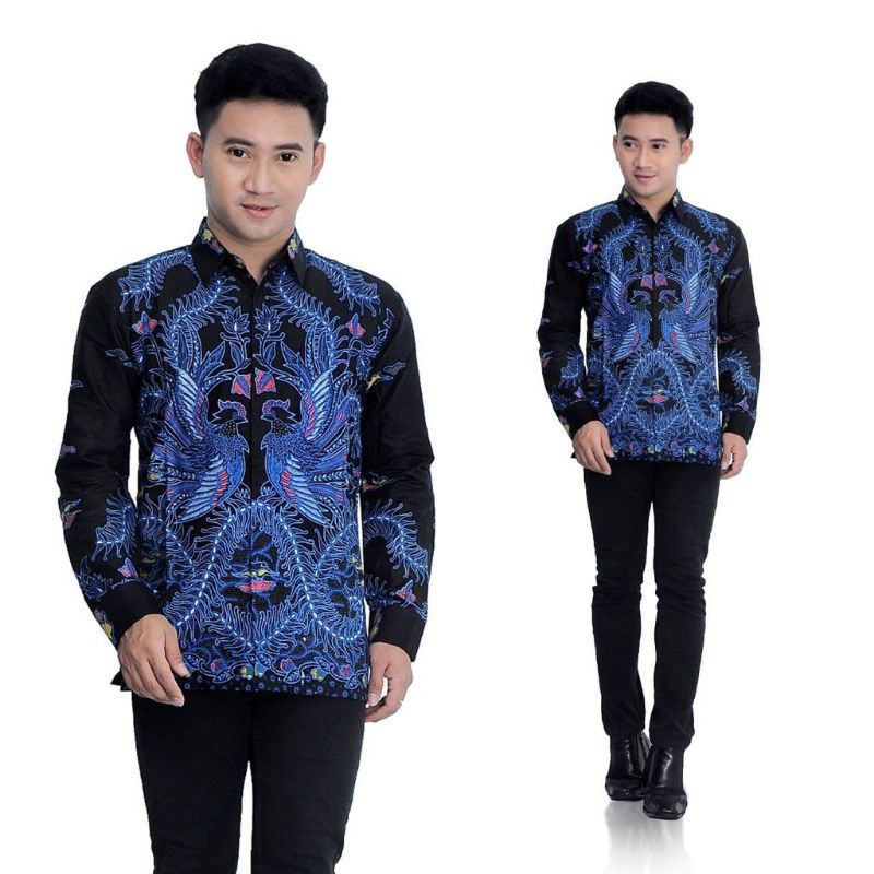 Kemeja Batik Pria Modern Lengan Panjang Casual Modis Slim Fit Trendy Masa