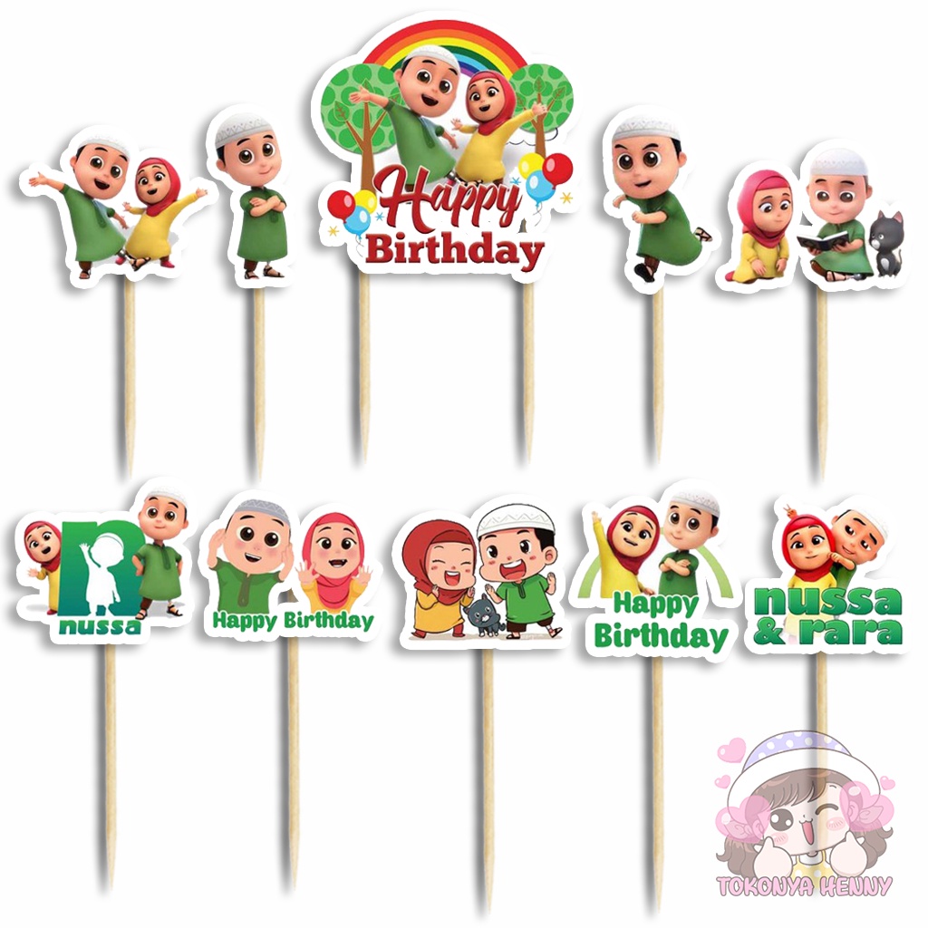 Topper Cake Hiasan Kue Ulang Tahun motif karakter NUSSA & RARA