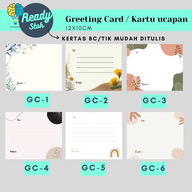 (Ready Stok) Greeting Card/ Kartu ucapan Hampers / Kado / Paket Olshop/Gift Card