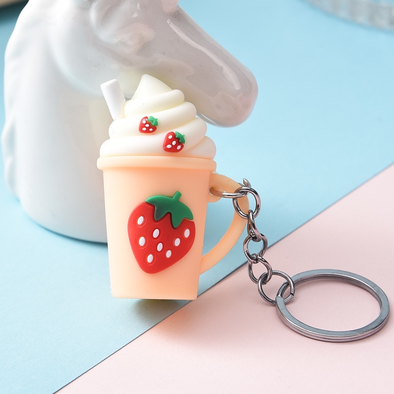 GANTUNGAN KUNCI ES KRIM SUNDAE STRAWBERRY // Ganci Karakter Es Krim Stroberi Unik Lucu | Gantungan tas | Bag Charm | Souvenir Murah | Keychain | COD