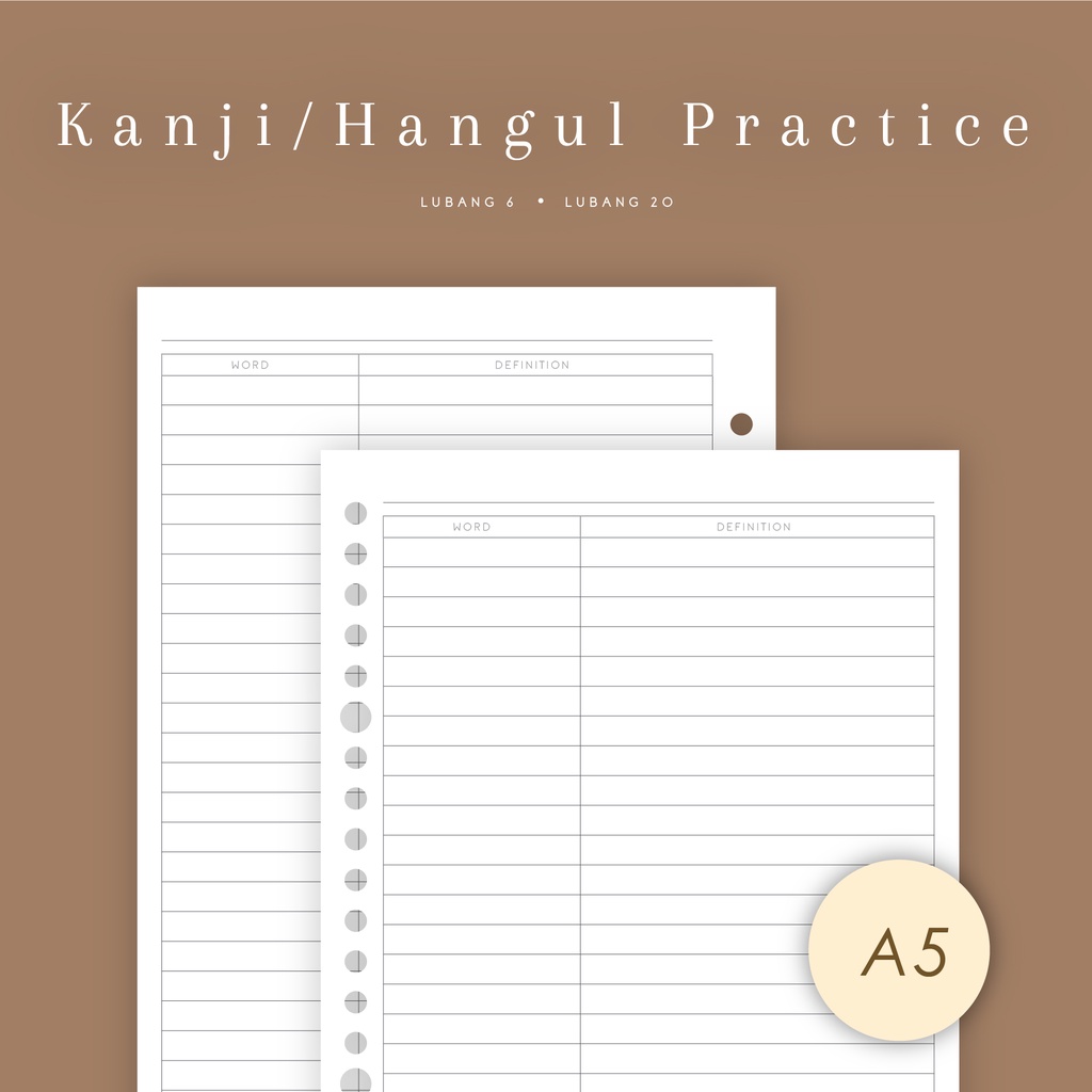 

A5 - Loose Leaf Kanji and Hangul Practice by Notokata - 8025