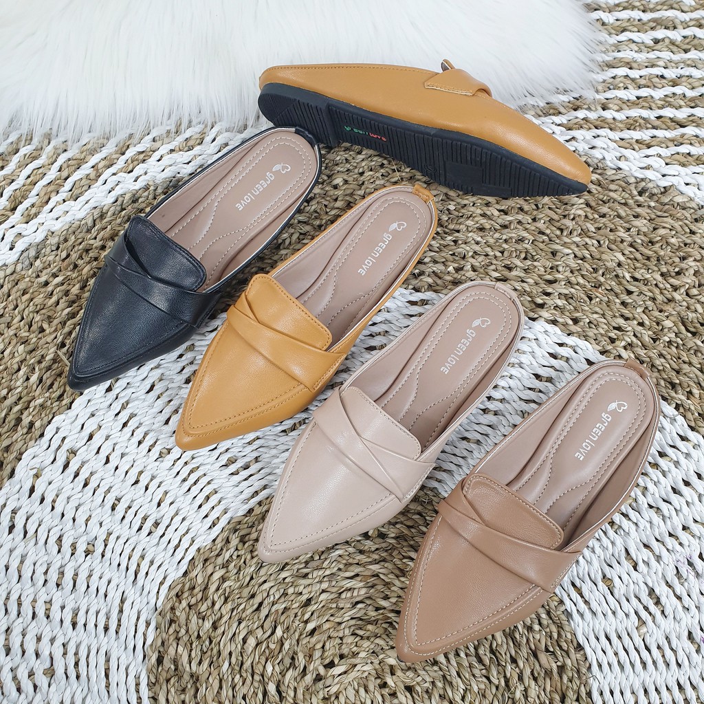 Green Love Slip on Mules DYNAMITE