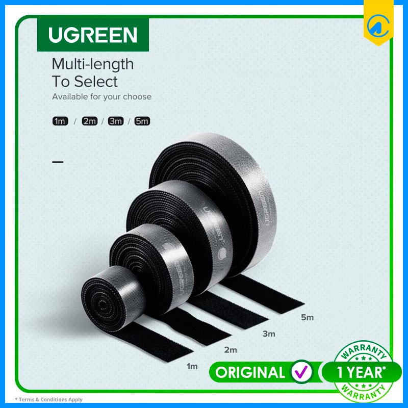 Ugreen 70111 Velcro/Pengikat Kabel/Cable Organizer 1.5cm x 3m Isi 1 Roll