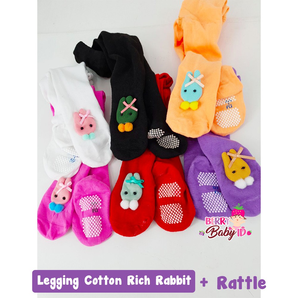 Cotton Rich Legging Anti Slip + Rattle 3D Bayi 0-12 Bulan Berry Mart