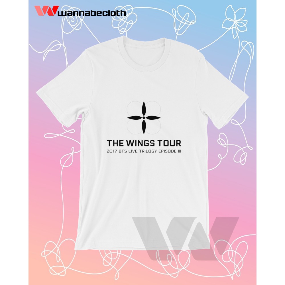Kaos BTS Baju T-Shirt BTS The Wings Tour 2 Lengan Pendek Putih