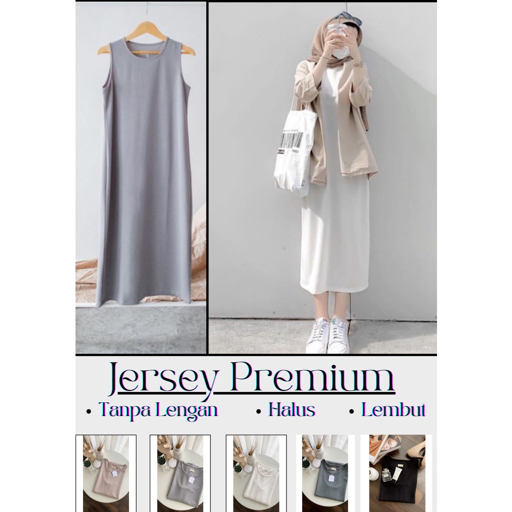 LAURA INNER DRESS TANPA LENGAN S M L XL // Singlet Sleeveless Inner Span Maxi Allsize // Daleman Pol