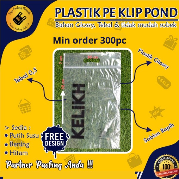 Plastik Sablon Klip Pond Uk 25x35+7 Tebal 0,5 Plastik Sablon Olshop / Sablon Plastik / Plastik klip