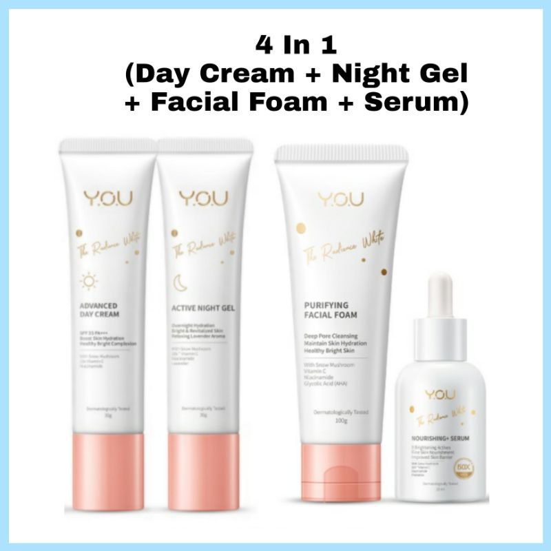 You The Radiance White Series Paket (Day Cream/Night Gel/Nourishing Serum/Facial Foam/Toner)