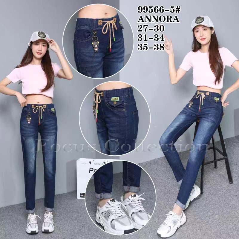 Celana Pinggang karet Import Annora // Celana jeans Import Annora wanita pinggang karet terlaris 202