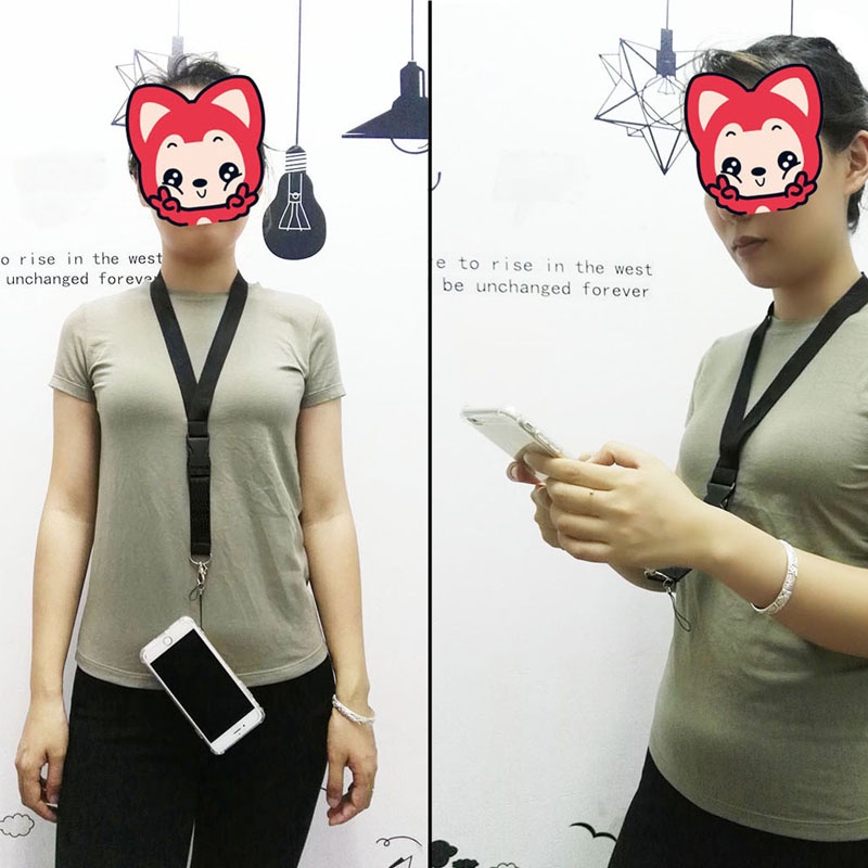 (5 Warna) Tali Lanyard Leher Bahan Nilon Anti Jatuh Untuk Gantungan Kunci / Kamera / Kartu ID / Handphone