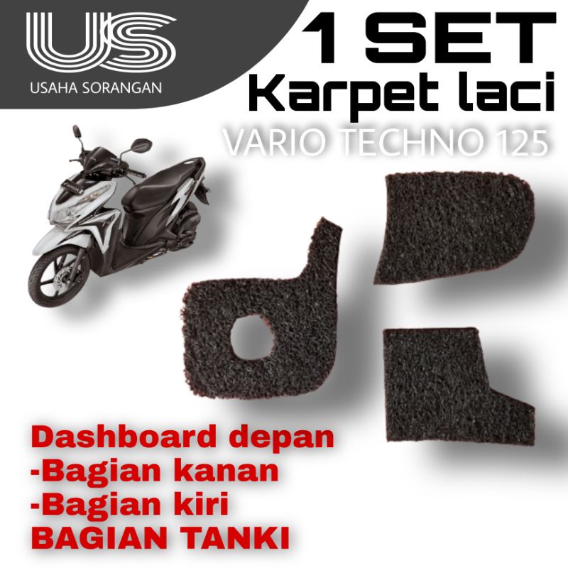 satu set karpet laci vario techno 125,vario old 125,tahun 2012,2013,2014,tebal 15mm, laci depan bagi