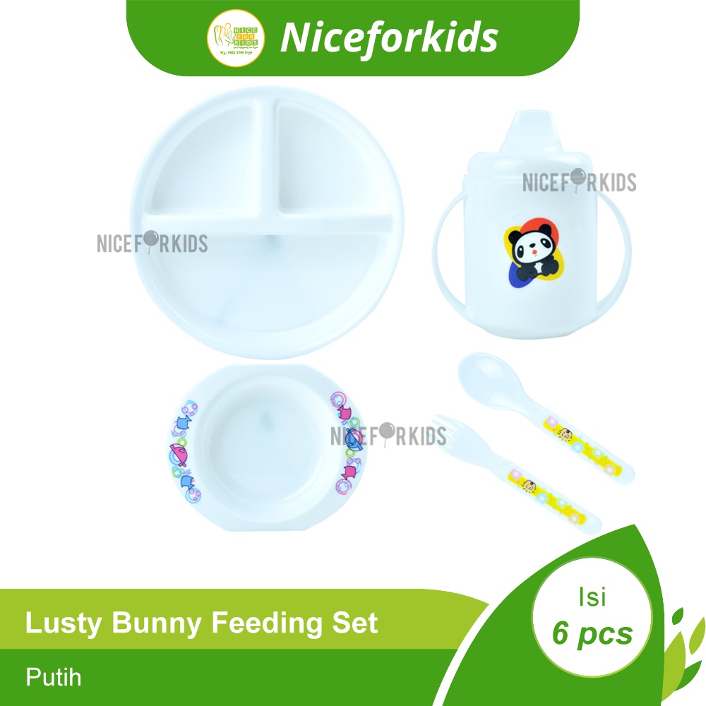 Lusty Bunny Feeding Set LB-1850 Isi 6pcs / Set Peralatan Makan Anak / Gift Set