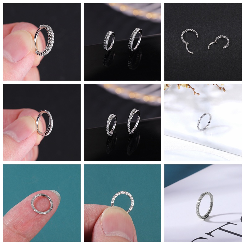 1 PC Cincin Tindik Hidung Bentuk Hati Bahan Stainless Steel Ukuran 8 / 10mm