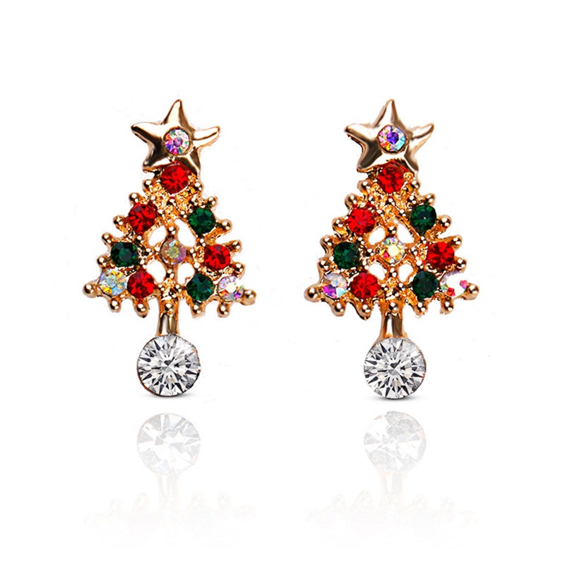 Anting Dangle Desain Kartun Snowman Snowflake Pohon Natal