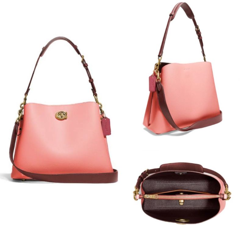 Coach C2590 Willow Shoulder Bag In Colorblock Candy Pink Multi