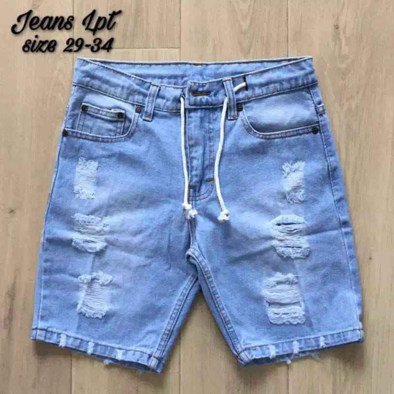Celana Pendek Jeans Sobek Robek Pria Celana Jeans Pendek Pria Sobek Robek Celana Pria Sobek Jeans