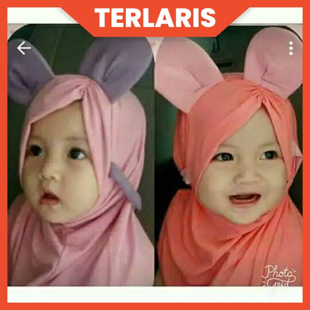 HIJAB ANAK &amp; BAYI LUCU 0-2 TAHUN LOL LED MUSIK KUPING KELINCI