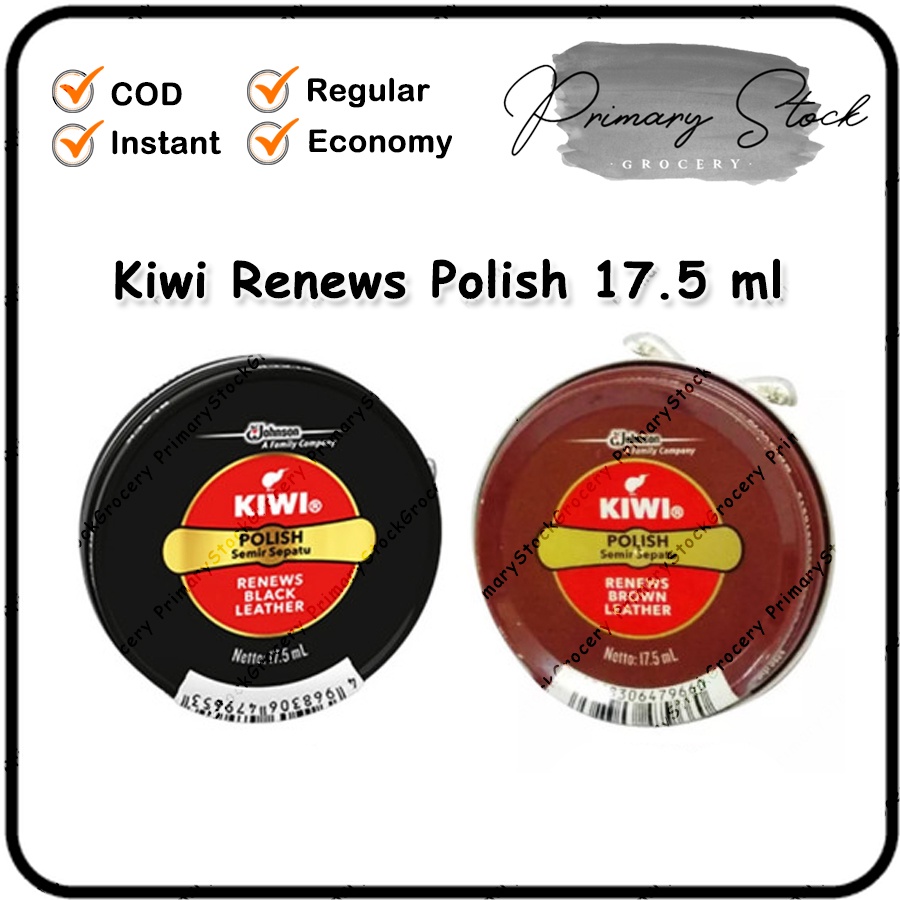 KIWI Semir Sepatu Kaleng Kecil 17,5 ml – Hitam & Coklat 1 Pcs - Semir Sepatu KIWI Renews 17,5 ml – K